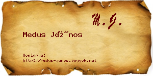 Medus János névjegykártya